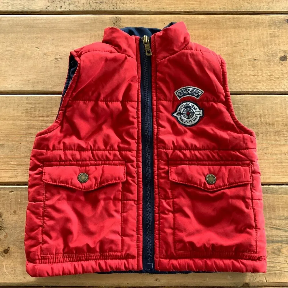 Lucky Brand Puffer Vest Jacket Red Full Zip Pockets Toddler Boys 12M 12 Months